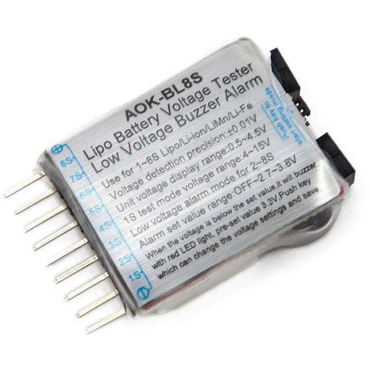 1-8S LiPo Battery Checker Voltage Tester w/ Low Voltage Alarm at WREKD Co.