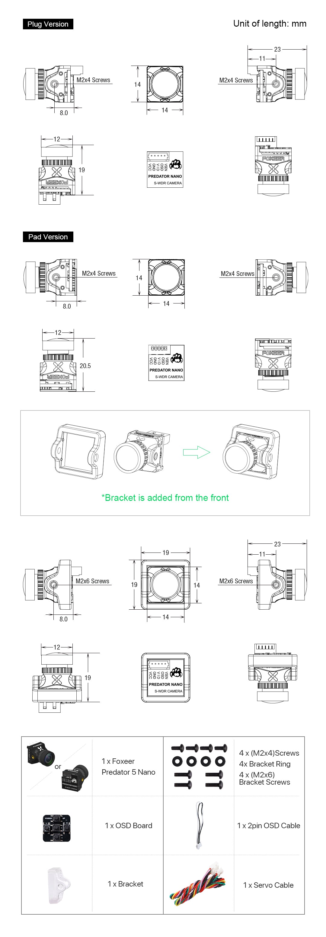 Foxeer Predator 5 Nano Racing Camera 4ms Latency w/ 1000TVL 1.7mm Lens -  Choose Version / Color