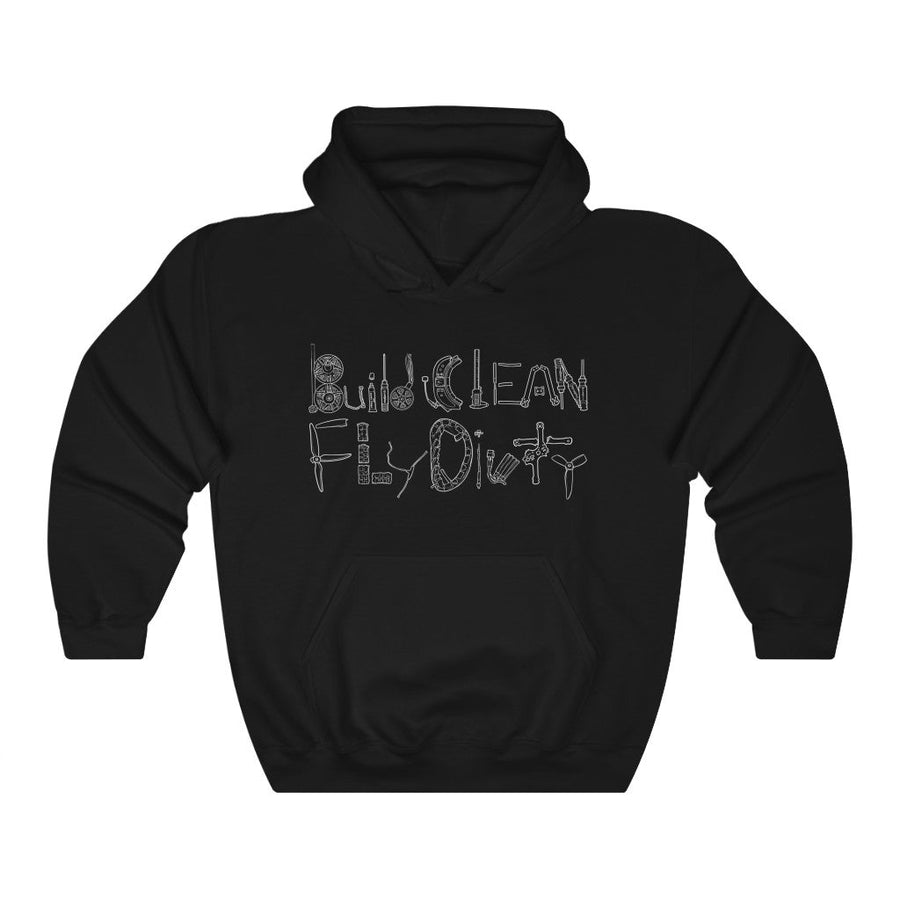 Build Clean Fly Dirty Hoodie (Tango2 approved) - White Logo at WREKD Co.