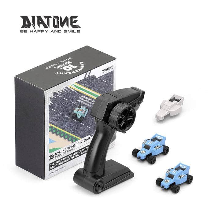 Diatone 1:76 Q33 Karting 60min RTR Two Car Kit w/ 2 Cars, Extra Body, Transmitter, Charger - Blue at WREKD Co.