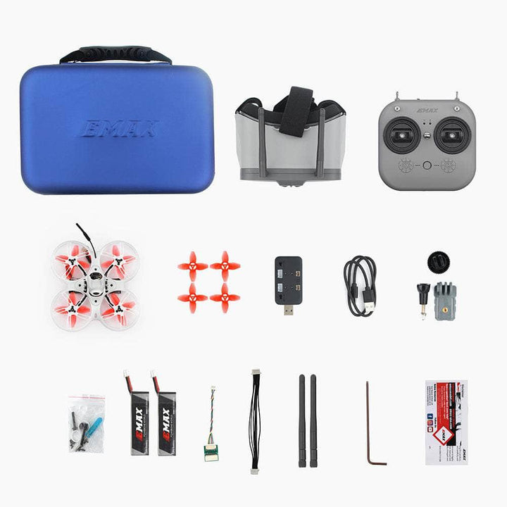 EMAX RTF Tinyhawk III Plus Whoop Ready-to-Fly ELRS 2.4GHz Analog Kit w/ Goggles, Radio Transmitter, Batteries, Charger, Case and Drone at WREKD Co.