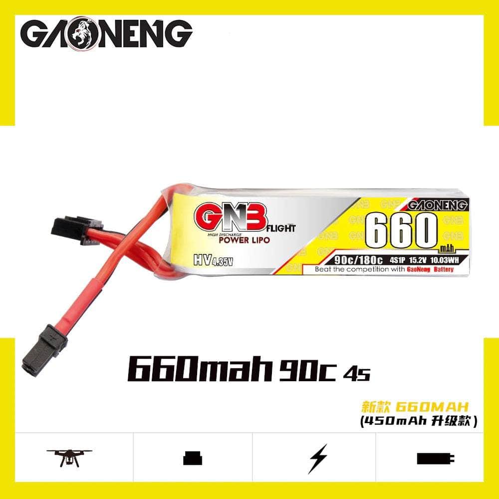 Gaoneng GNB 15.2V 4S 660mAh 90C LiHV Micro Battery (Long Type) - XT30 at WREKD Co.
