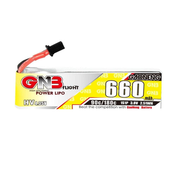 Gaoneng GNB 3.8V 1S 660mAh 90C LiHV Whoop/Micro Battery w/ Cabled - A30 at WREKD Co.
