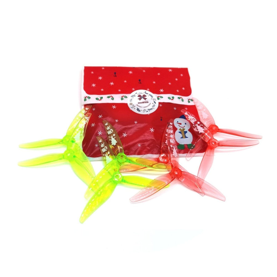 Gemfan Hurricane MCK ReV3 51366 5128-3 / 5.1" Christmas Holiday Edition Tri-Blade FPV Drone Props (4 Pairs) at WREKD Co.