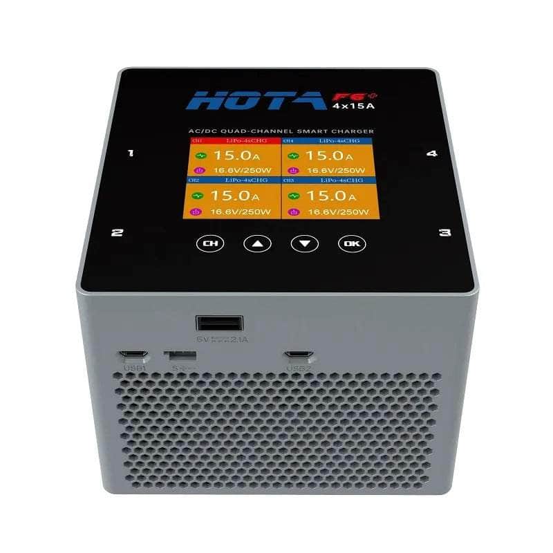 HOTA F6+ 1000W 60A 1-6S Quad Channel AC/DC Smart Charger - Grey at WREKD Co.