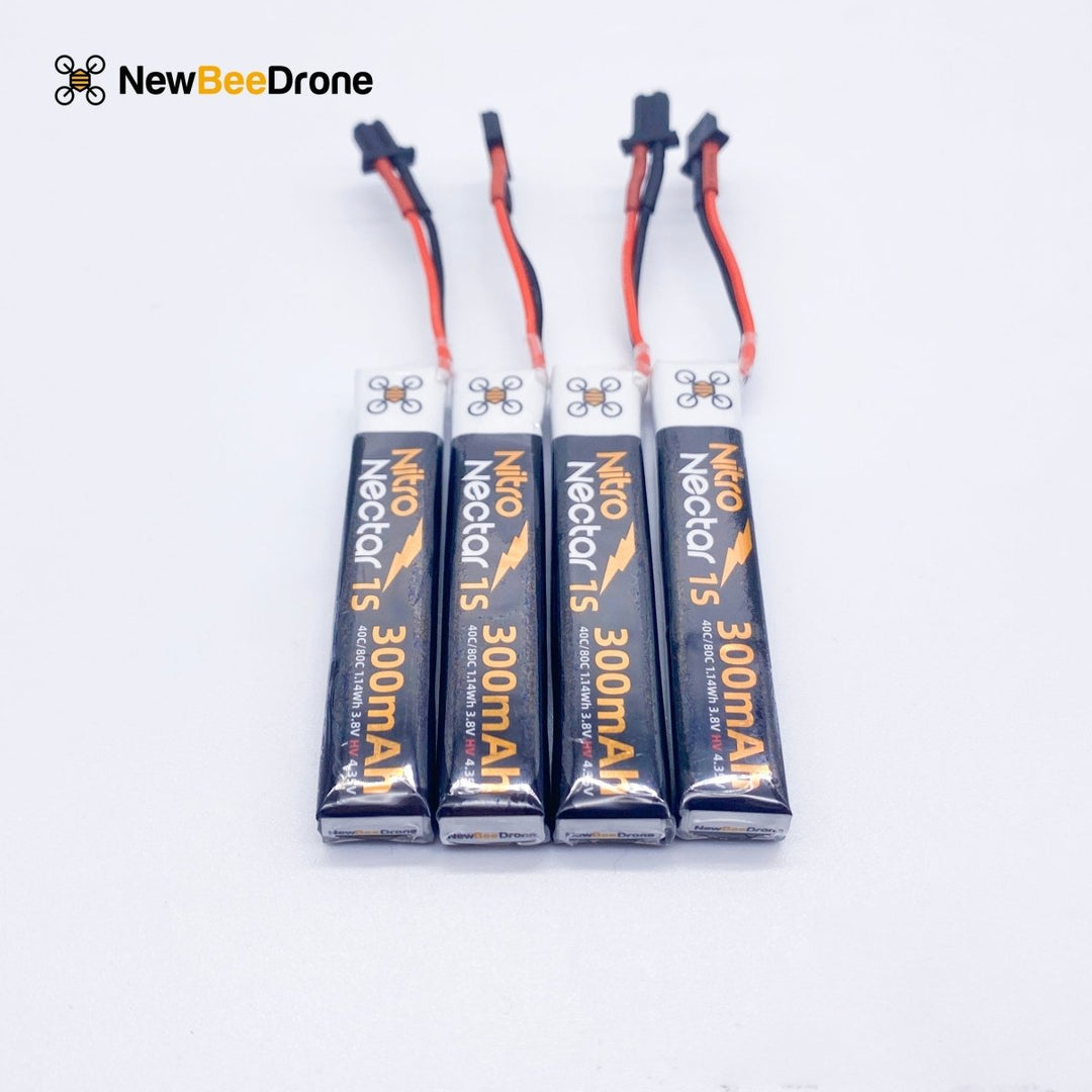NewBeeDrone Nitro Nectar Gold 300mAh 1S HV LiPo Battery with GNB27 (4 Battery) at WREKD Co.