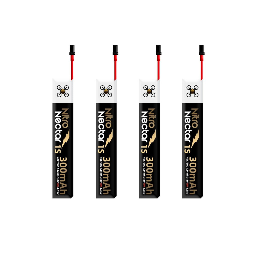 NewBeeDrone Nitro Nectar Gold 300mAh 1S HV LiPo Battery with GNB27 (4 Battery) at WREKD Co.