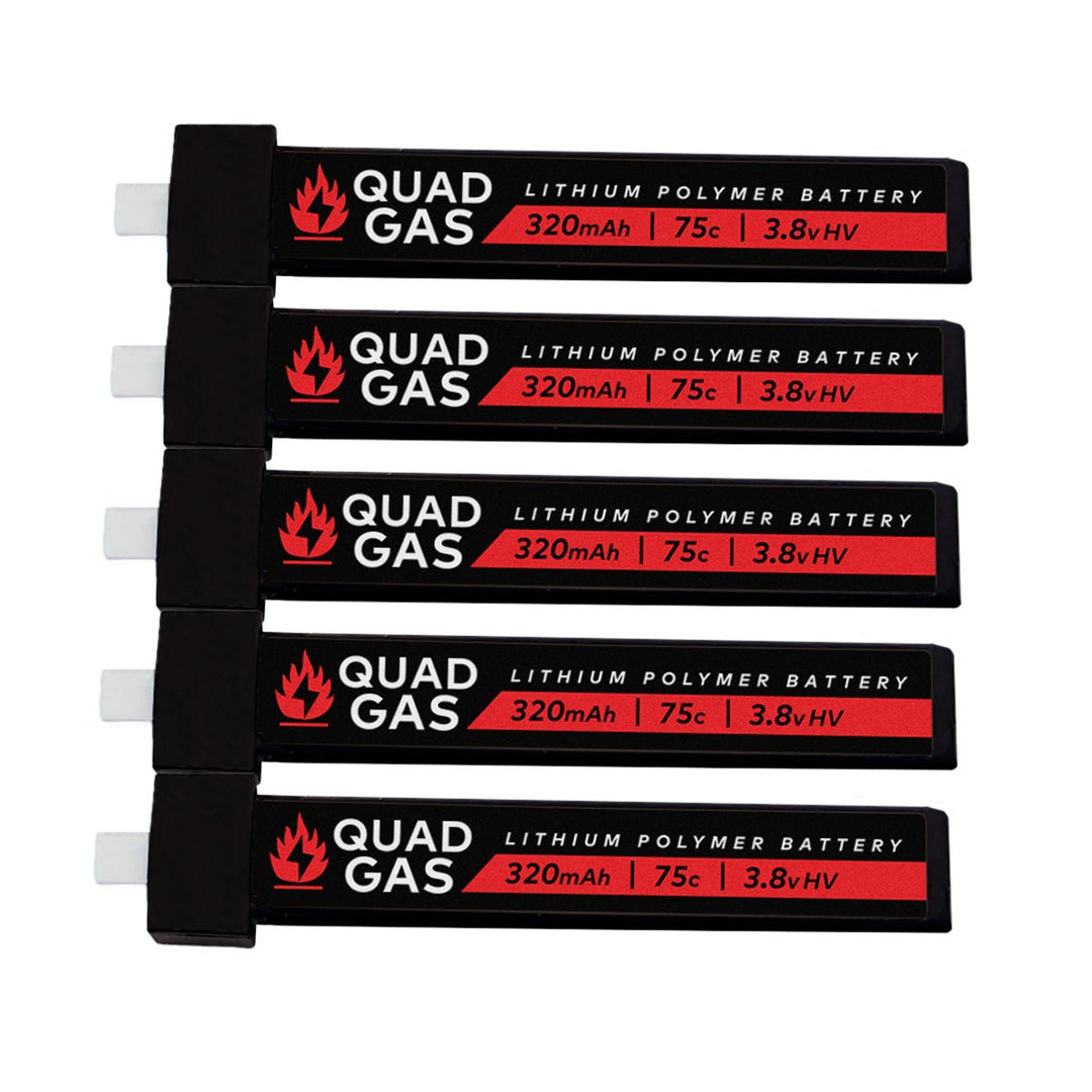 Quad Gas 1S 320mAh 75C Battery w/ BT2.0 for Micro/Whoops (5 pcs) at WREKD Co.