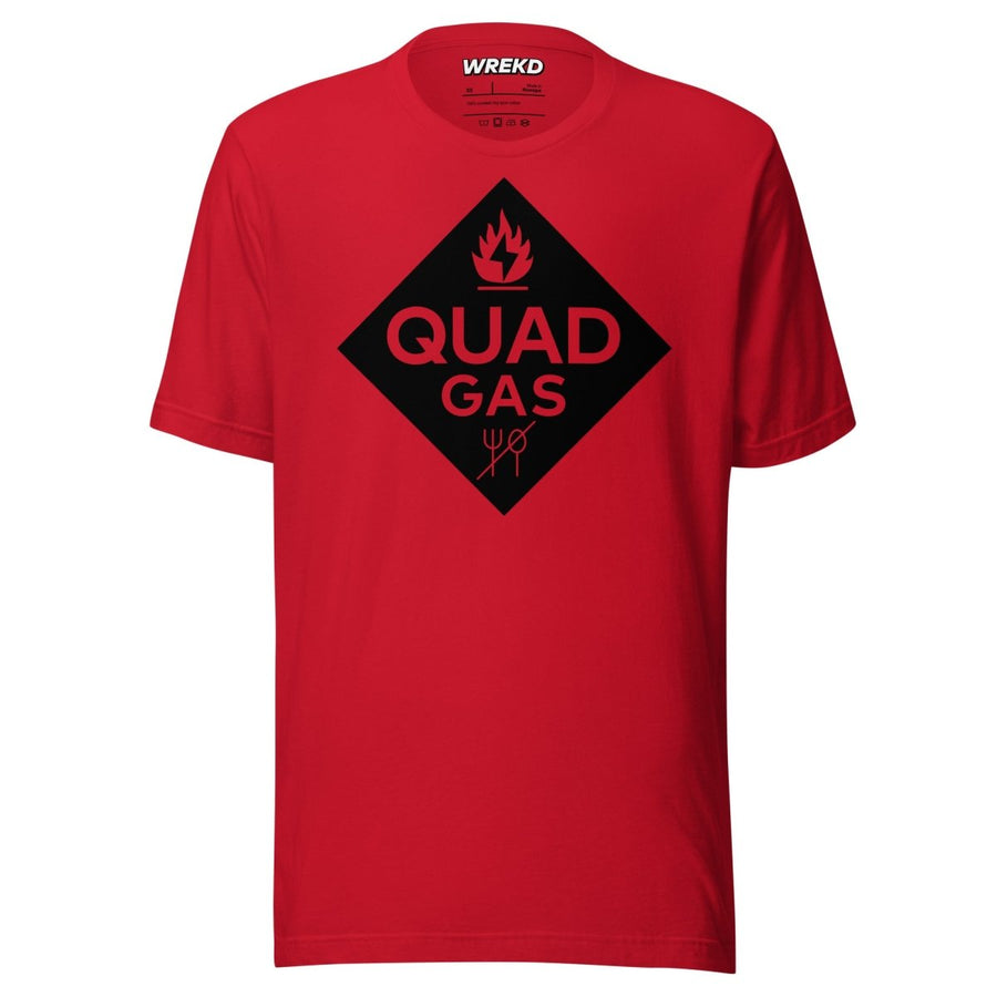 Quad Gas Black on Red Unisex T-shirt at WREKD Co.