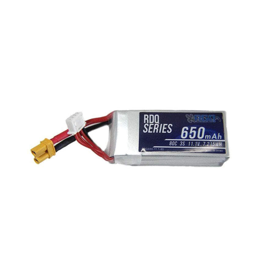 RDQ Series 11.1V 3S 650mAh 80C LiPo Micro Battery (Square Type) - XT30 at WREKD Co.