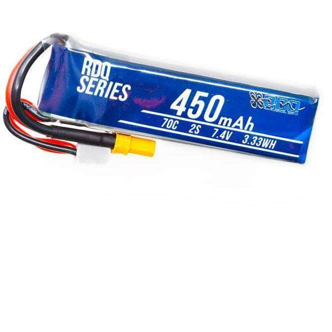 RDQ Series 7.4V 2S 450mAh 70C LiPo Micro Battery (Long Type) - XT30 at WREKD Co.