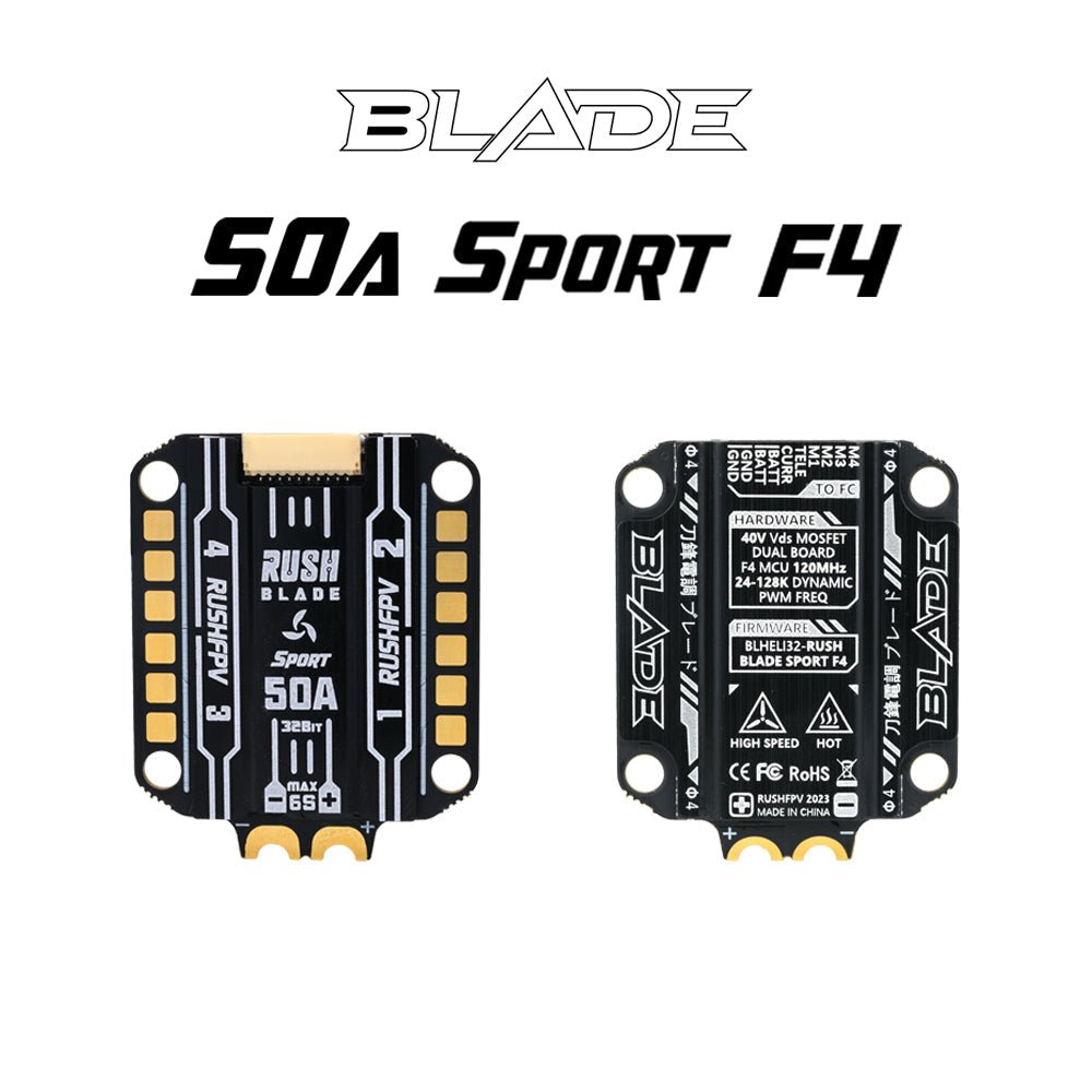 RUSHFPV Blade Sport 50A 30x30 F4 3-6S 4-in-1 24-128k ESC at WREKD Co.