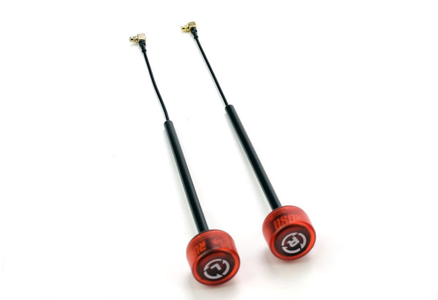 RUSHFPV Cherry 5.8GHz Antenna w/ Extended Length MMCX 90-Degree Angle Connector (2 Pack) - Choose Polarization at WREKD Co.