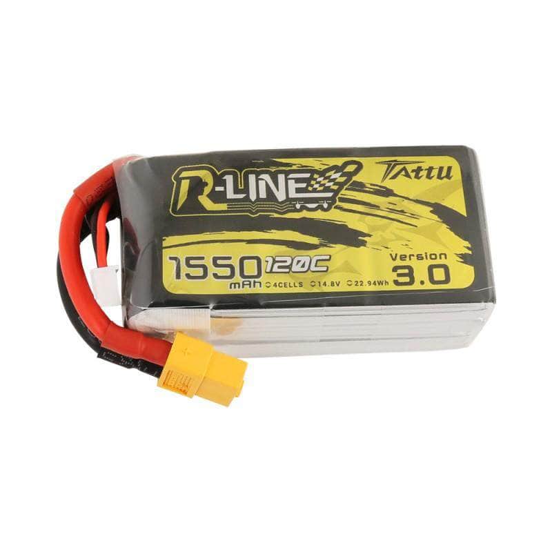 Tattu R-Line Version 3.0 14.8V 4S 1550mAh 120C LiPo Battery - XT60 at WREKD Co.