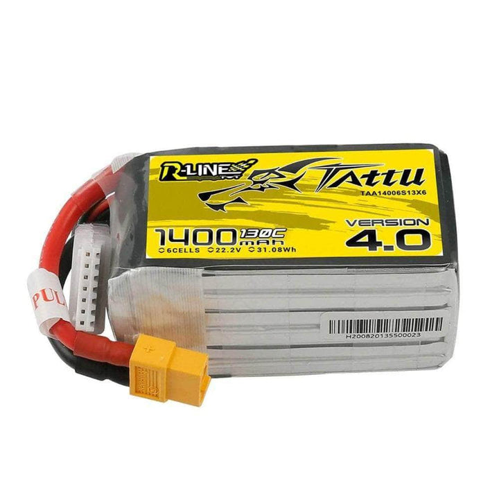 Tattu R-Line Version 4.0 22.2V 6S 1400mAh 130C LiPo Battery - XT60 at WREKD Co.
