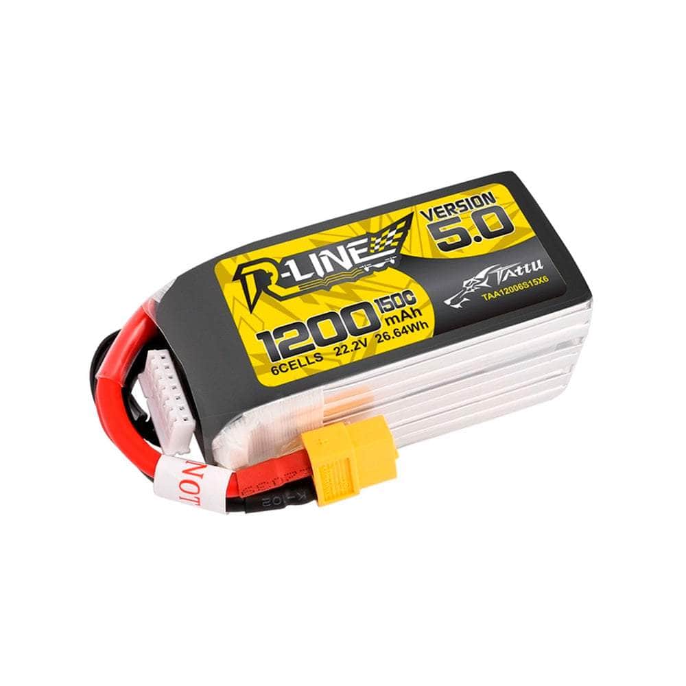 Tattu R-Line Version 5.0 22.2V 6S 1200mAh 150C LiPo Battery - XT60 at WREKD Co.