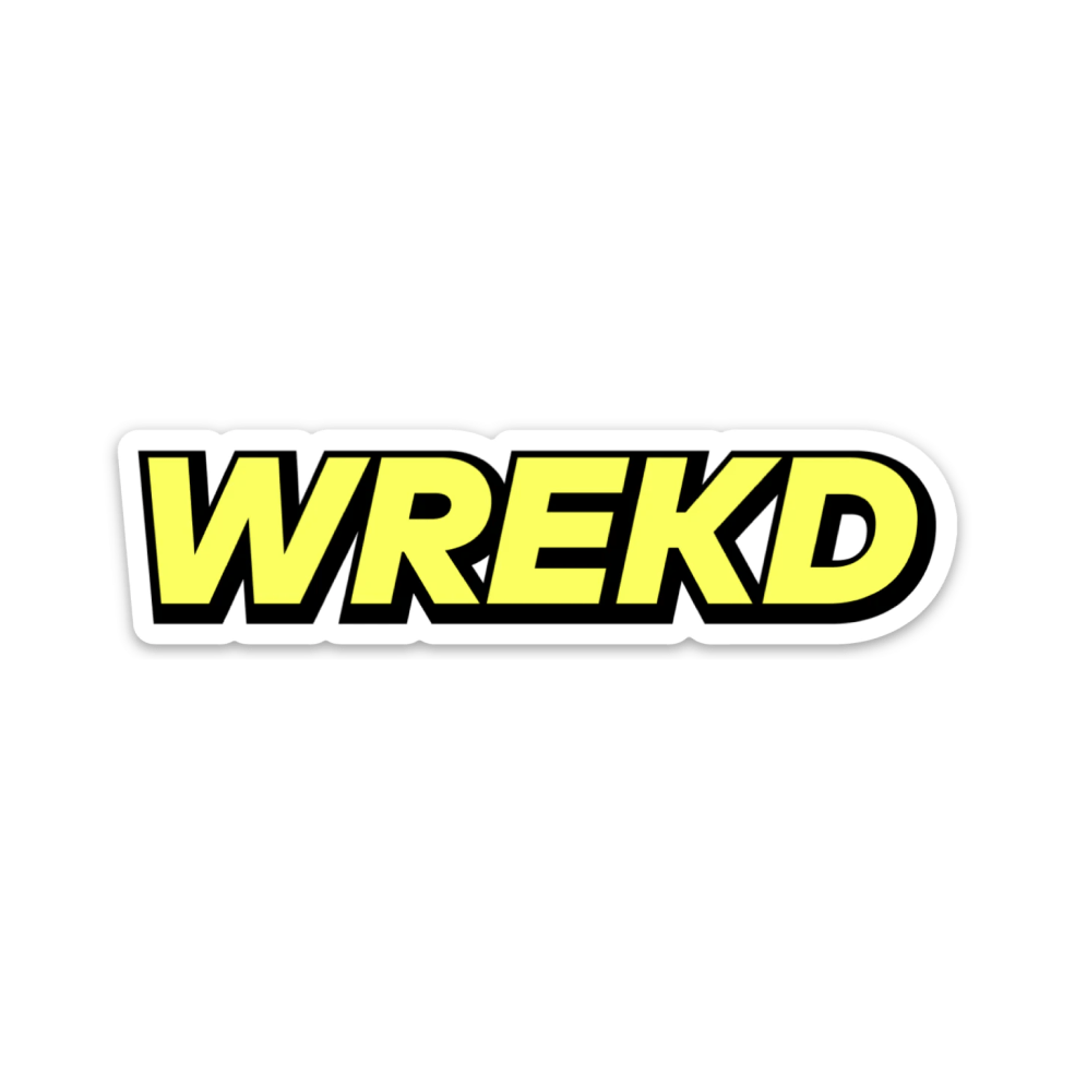 WREKD Logo 3.91" x 1" Sticker w/ White Trim at WREKD Co.