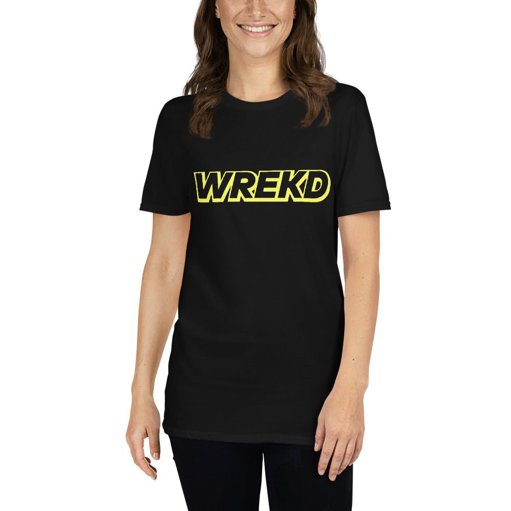 WREKD Yellow on Black Short-Sleeve Unisex Logo Tee at WREKD Co.